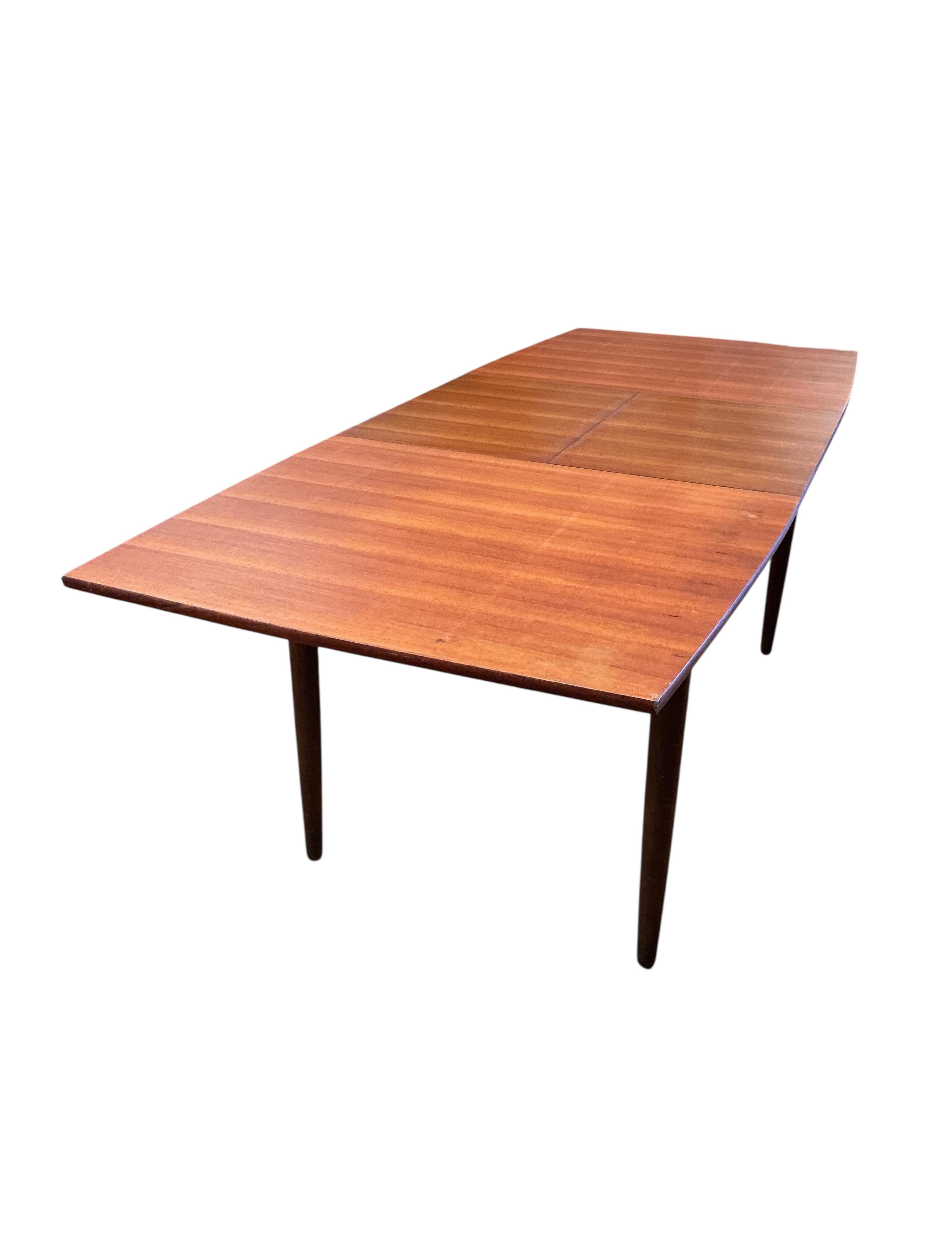 mid century Uniflex teak extending dining table, width 150cm, depth 85cm, height 74cm